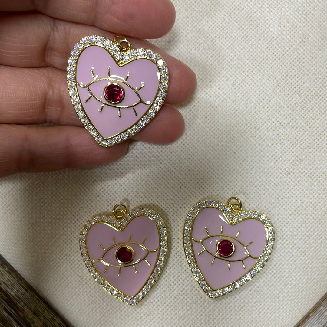 Corazón esmaltado rosa