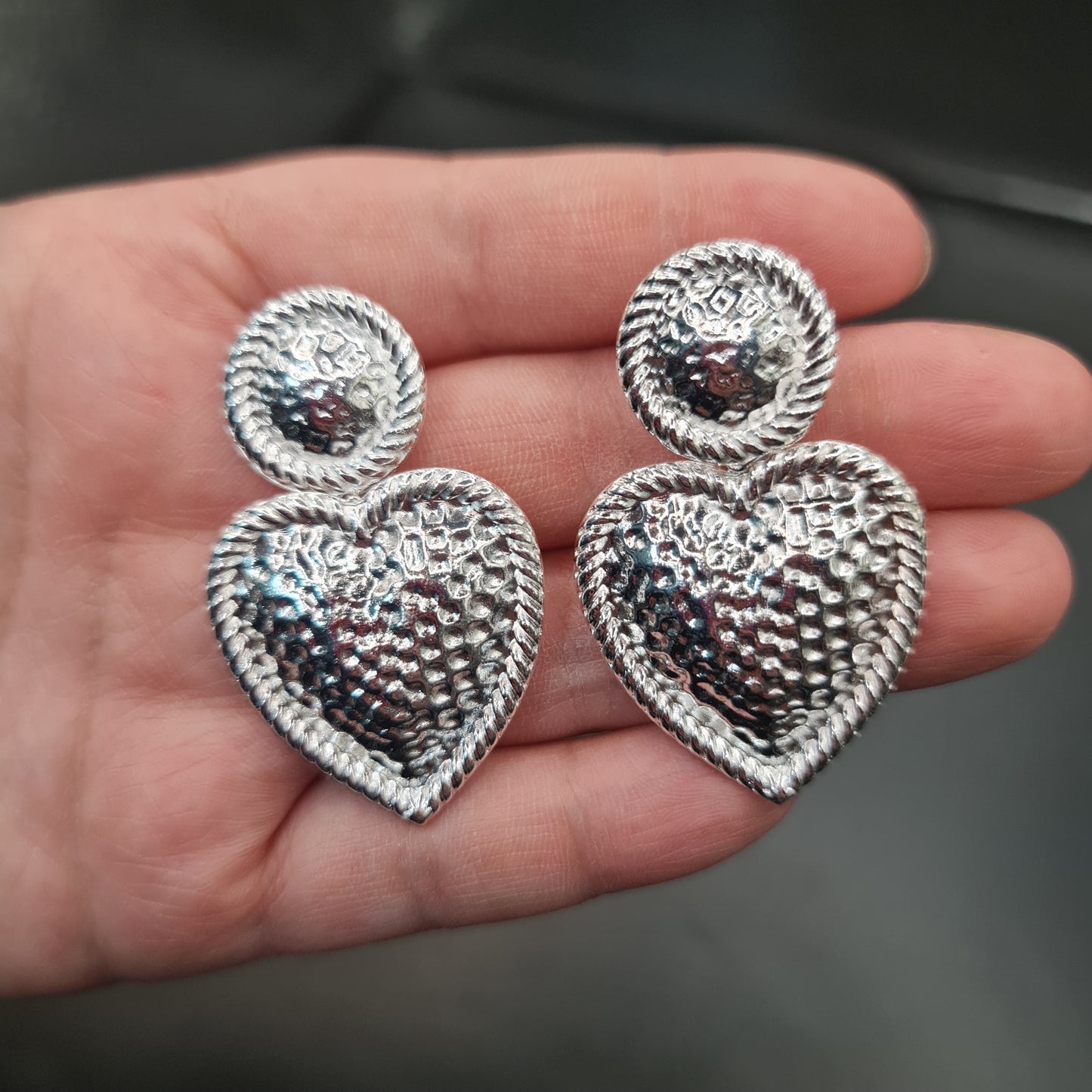 Aros Corazón Martillado Maxi