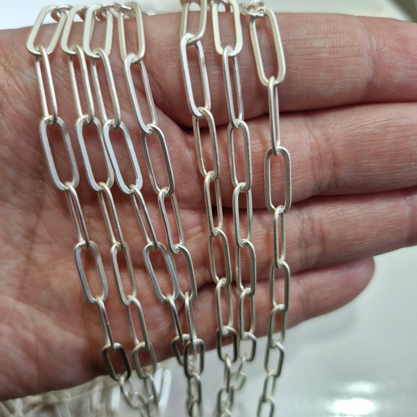 Cadena Plateada Eslabon Clip matizado