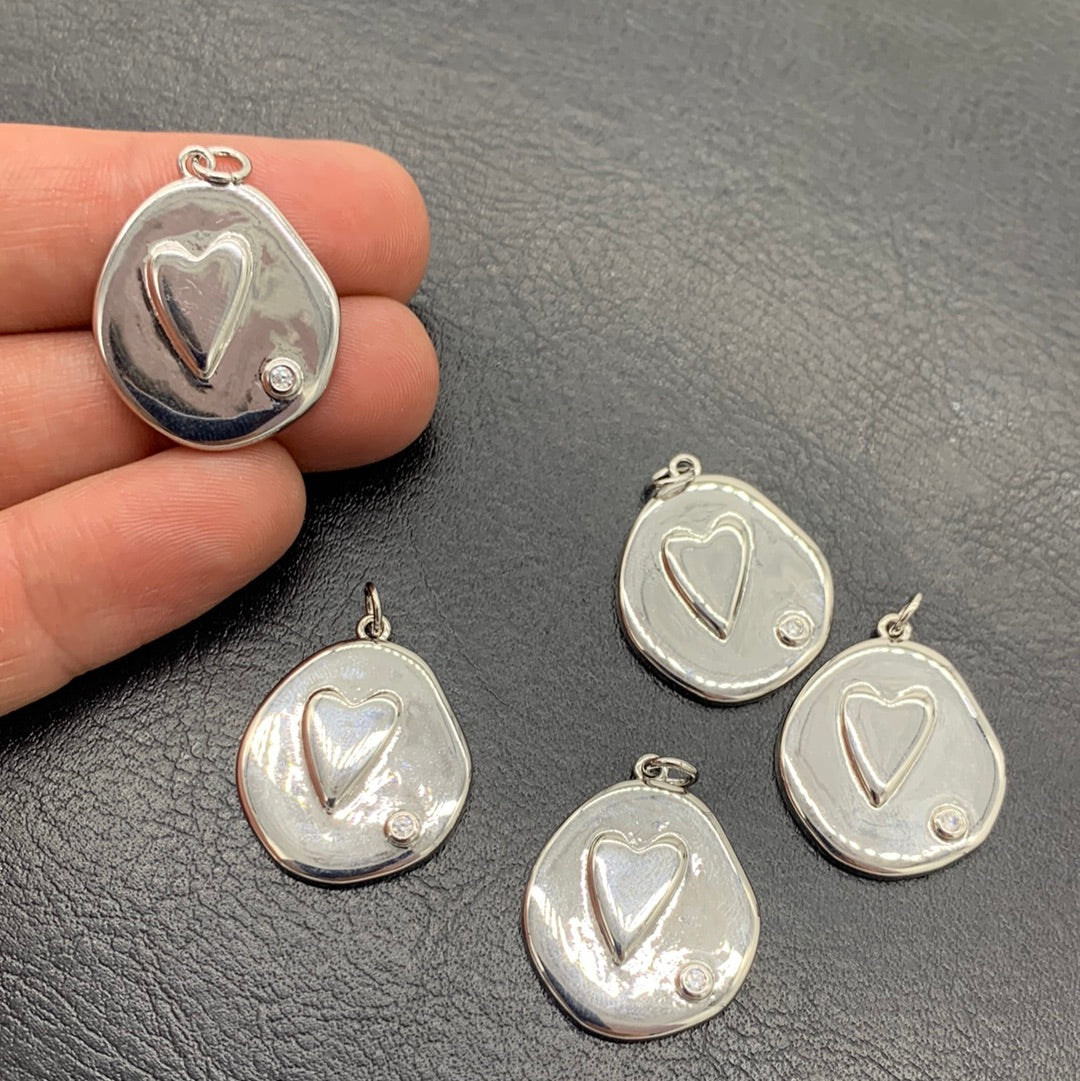 MC153P - MAXI HEART MEDAL WITH ZIRCON