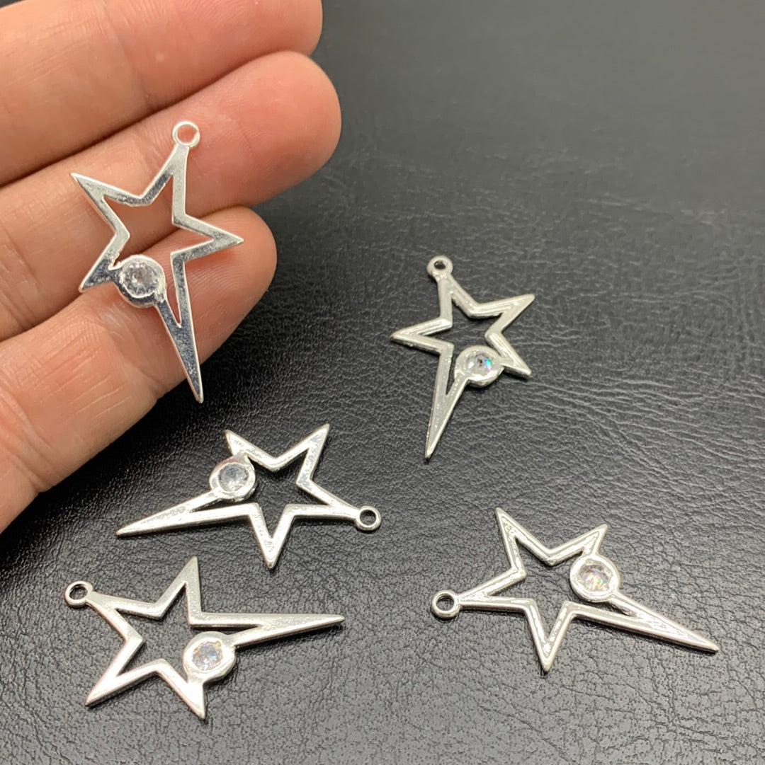 Medallas lunas y estrellas plateadas