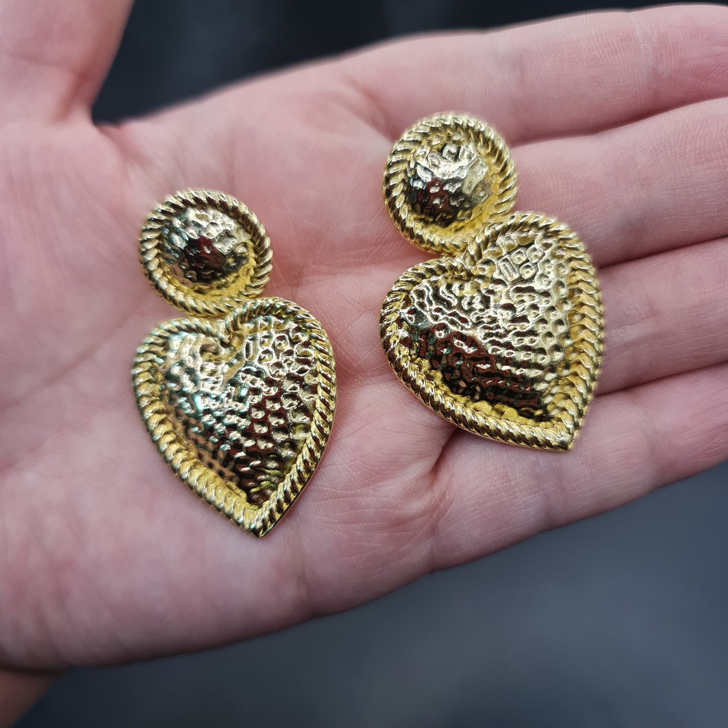 Aros Corazón Martillado Maxi