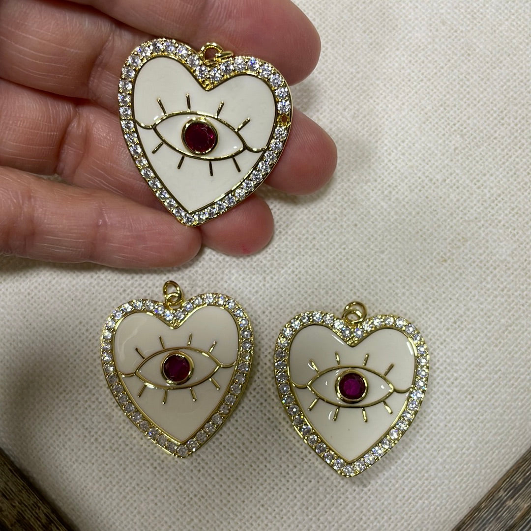 Corazón esmaltado blanco