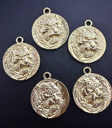 MEDALLA CARA TIGRE DORADO