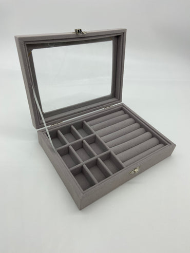 JOYERO EXHIBIDOR CON TAPA DE VIDRIO