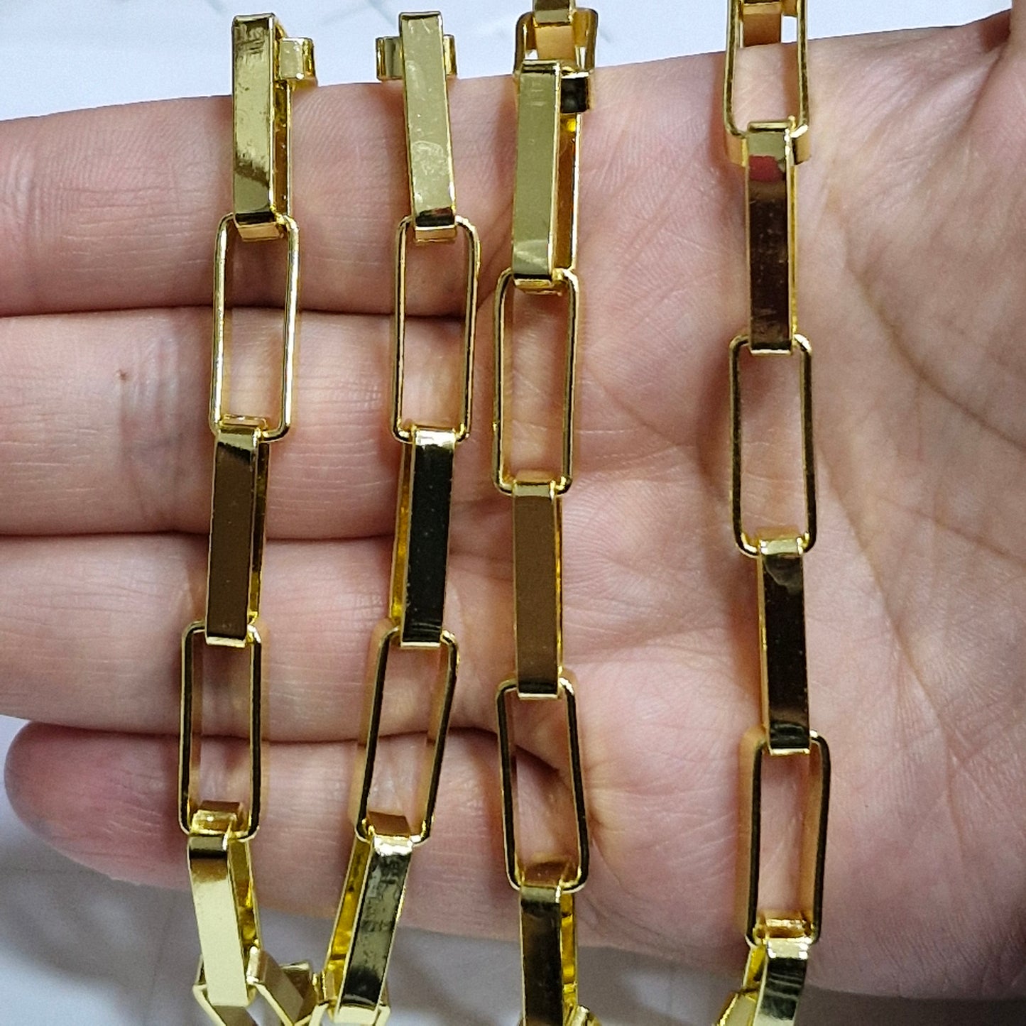 cadena dorada eslabon rectangular liso
