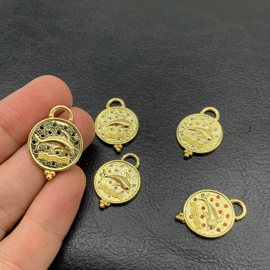 M35D - DOLPHIN MEDAL WITH ZIRCONS