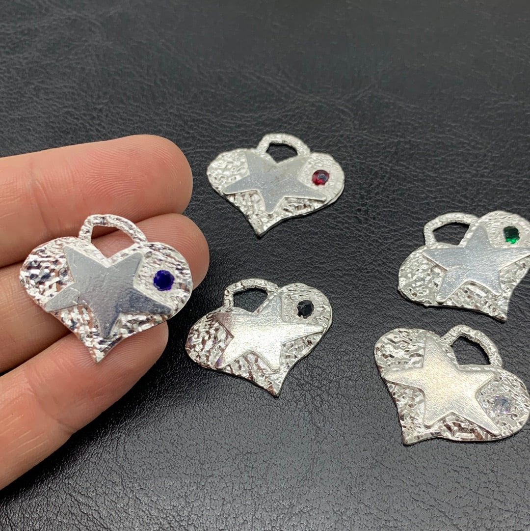 M74P - MAXI HEART MEDAL WITH ZIRCON