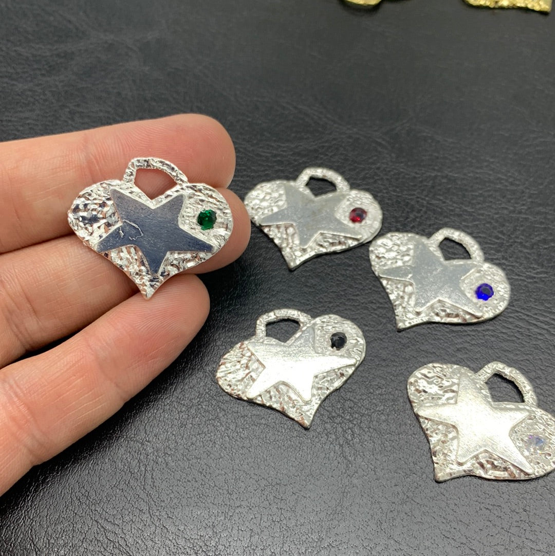 M74P - MAXI HEART MEDAL WITH ZIRCON