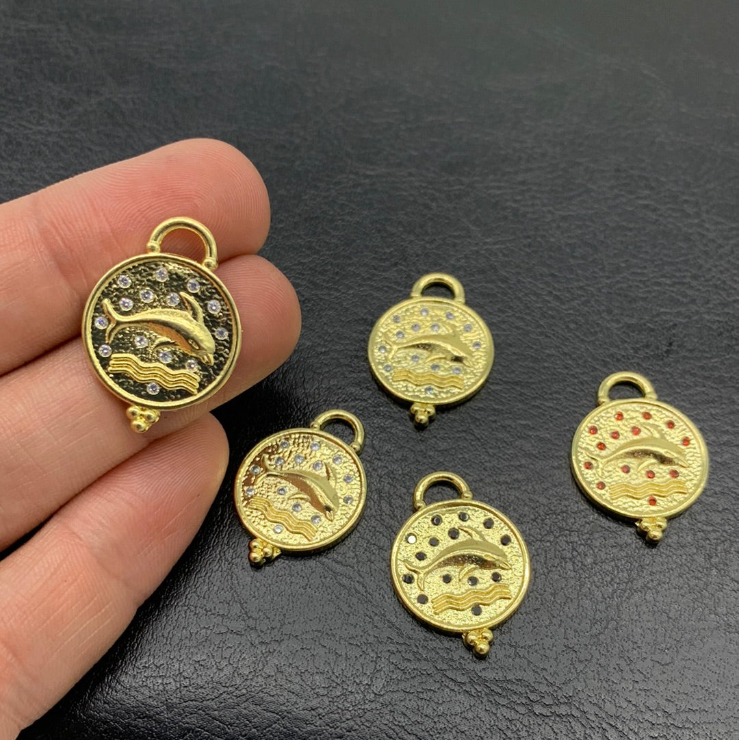 M35D - DOLPHIN MEDAL WITH ZIRCONS