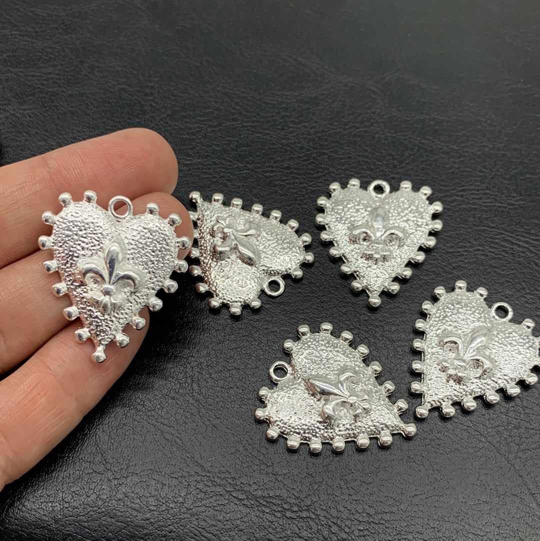 MCO89P - MAXI COLGANTE CORAZÓN FLOR DE LIZ